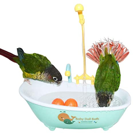 2 STÜCK Vogel Badewanne - Vogelbadewanne, Automatische Vogeldusche Badewanne, Vogelbadewanne Mit Wasserhahn, Vogeldusche Badewanne Vogelfutternapf, Für Sittiche, Wellensittiche, Nymphensittiche