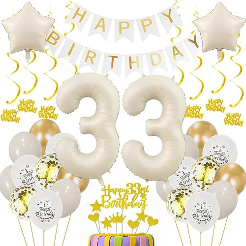 33 Geburtstag Deko Frauen 33. Geburtstagsdeko Beige Gold Ballon 33 Geburtstag Deko Männer Beige 33 Luftballon Geburtstagsdeko Frauen Mann 33 Jahr Geburtstagdeko Beige Luftballon 33. Geburtstag