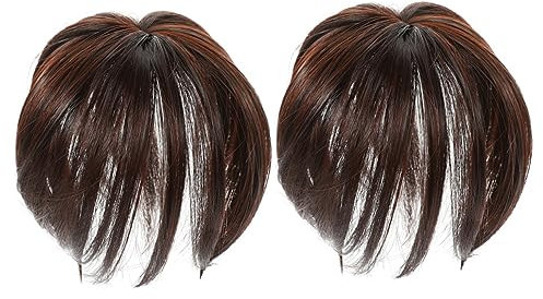 FRCOLOR Fransen Haarverlängerungen 2 Stück Haarteil Perücke Gerade Haarteil Oberkopf Haarteil Oberkopf Haarteil Damen Haarteil Reissue Block Damenfaser Mini Für Damen Vorderer Haarkranz