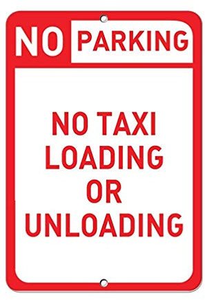 Warnschild No Parking No Taxi Loading Or Unloading Parking Sign, Straßenschild, Geschäftsschild, 30,5 x 20,3 cm, Aluminium-Metall-Blechschild