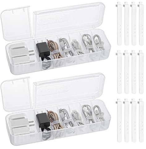 MumdoYAL Organizador de cables de 2 piezas – Caja de almacenamiento para guardar y clasificar cables de carga, práctico protector y enrollador de cables.