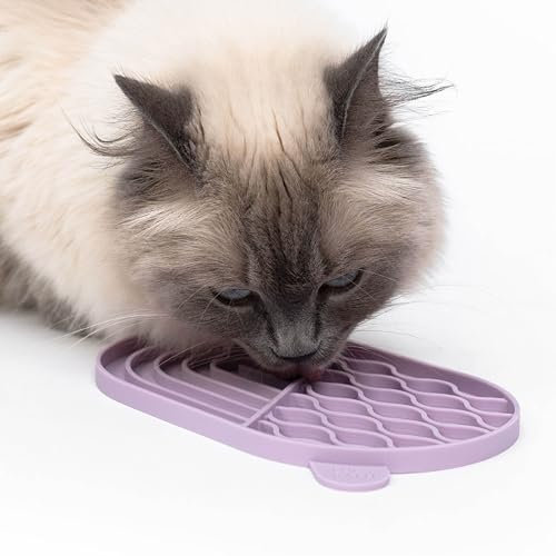 LucyBalu® ZENPAD Schleckmatte für Katzen | Slow Feeder | Leckmatte aus Lebensmittelechtem Silikon | Silikonmatte zum Schlecken | Rosé