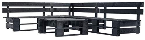 Homgoday 4-TLG. Gartenlounge Set Palettensofa Gartenmöbel Set Gartensofa Sitzgruppe Sofagarnitur Gartengarnitur Sitzgruppe Terassenmöbel aus Paletten Schwarz Holz