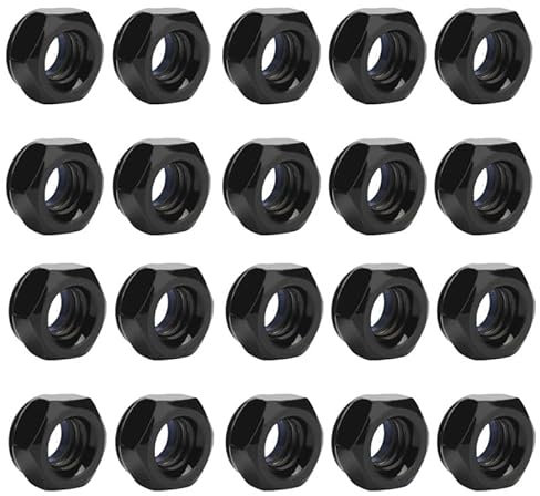20 Pcs Lock Nuts M5, Stainless Steel Thread Hex Nuts, Black Bright Finish for Machine, Furniture Fastening