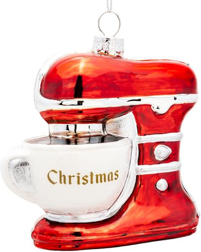 SIKORA Küchenmaschine besondere Weihnachtskugel Glas Christbaumschmuck Deko Figur Weihnachten Anhänger Ornament - Trend Line - BS920