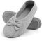 OFFCUP Ladies' Ballerina Slippers, 6UK-6.5UK House Shoes, Loafer Slippers with Elegant Bow and Memory Foam Cosy Lightweight House Shoes with Anti-Slip Soft Rubber Sole (Grey)