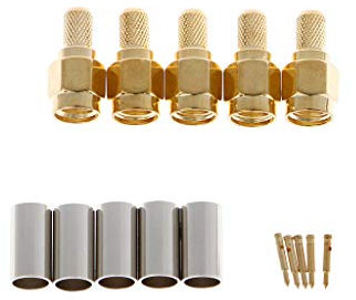 Zeizafa 5 Pcs SMA Male Plug RF Coaxial Connector Crimp For RG58 RG142 RG400 LMR195 RG223 Connector Dust Cap Cover Protector Safety Plug Adapter Socket Coaxial Cable Cord Solder Bulkhead Panel O Press