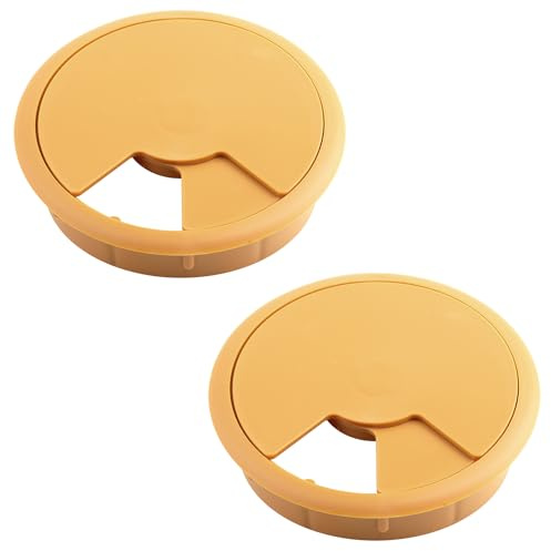 cyclingcolors 2x Kabeldurchführung 80mm Möbel Büro Kabeldurchlass Kabelführung Kabelauslass Kabeldose Kunststoff, Helle Buche