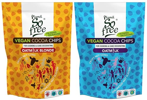 Vegan Oat Milk & Caramel Alternative Baking Chips for Cake Decorations, Cooking, Biscuits, Dessert, Cupcakes, Cookies, Muffins - Gluten Free & Lactose Free - Pack of 2 x 100g
