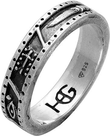 HG HAZE & GLORY Ring Herren aus 925 Sterling Silber, Schmuck Männer, Silberring oxidiert, Leben, Foresight