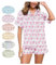 NPSMOPC Womens Rabbit Monkey Print 2 Piece Womens Roller Rabbit Pajamas Y2k Pajama Set Monkey Bunny Tiger Floral Pj Shorts (Pink,X-Large)