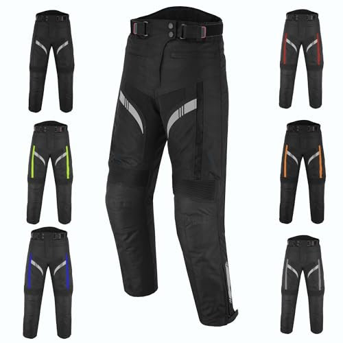 Vaster Moto Pantalones de Moto para Hombre, Impermeables, Textiles Cordura, Pantalones de protección para Pantalones de Moto con Pantalones Protectores de Bicicleta Blindados extraíbles (Negro, 2XL)
