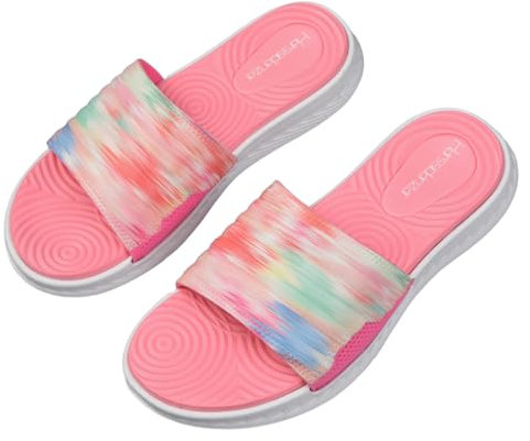 Harssidanzar Donna Sandalo Scivolare Morbido Cuscino Sandali Sportivi Open Toe Pantofole Estive Slip on Indoor Outdoor HL205EU, Rosa, Taglia 37