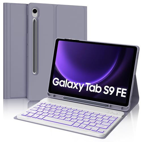 Tastiera per Samsung Galaxy Tab S9 FE/S10 FE 10.9/S9 11, Cover Tastiera Italiana Bluetooth Retroilluminata Rimovibile per Samsung Galaxy S9 FE 10.9 2023/S10 FE 10.9 2025/S9 11 2023, Viola lavanda