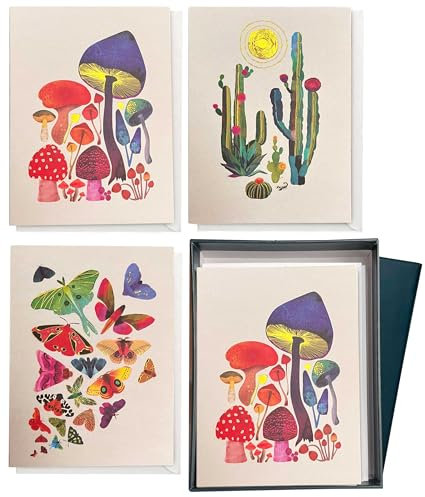 Elena Essex 12 Wildlife Blank Greeting Cards / 300 GSM Blank Cards and Envelopes With A Gold Foil Finish/Blank Inside For All Occasions Birthday Thank You Cards Multipack with Box / 9.5 x 13cm