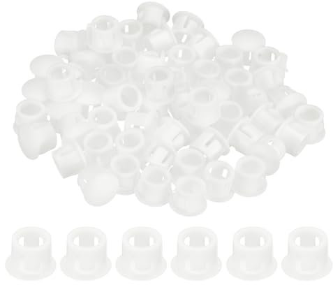 QUARKZMAN 100pcs Tapones de Plástico para Muebles, 8mm Nylon Tapas para Agujeros de Tornillo Redondo Cubierta Oculta Tapones para Orificios Cubiertas de Bloqueo, Blanco