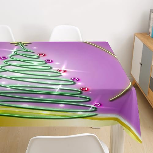 Lukery Tischdecke Outdoor Rechteckig Abwaschbar, Weihnachten Tischdecke Abwaschbar, Fleckschutz Gartentischdecke für Küche, Esstisch, Parteien (140x240cm,Lila)