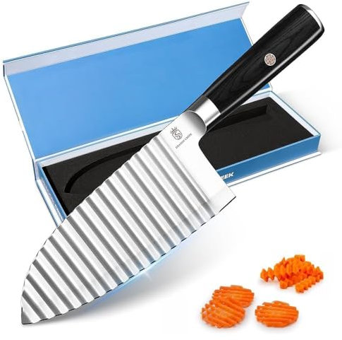 Dragon Creek Edelstahl Wellenmesser für Pommes,Obst, Wellenschneider,Riffelmesser für Gemüse, scharfes Kartoffelschneider, Wellenmesser für Perfekte Crinkle-Cuts, Edelstahl