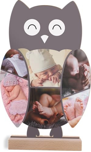 Generisch Eulen Geschenk personalisiert - Foto Geschenk Holzbild - Eulen Deko, Fotomosaik