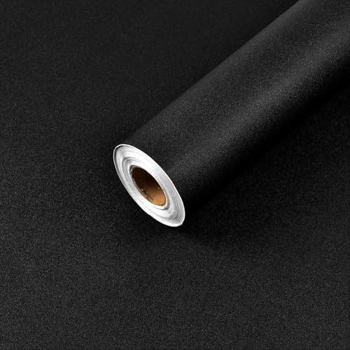 Amaowdc Self Adhesive Wallpaper Black Peel and Stick Wallpaper 44.5cmX300cm Vinyl Wrap for Furniture Sticky Back Plastic Matt Waterproof Removable Paper for Living Room Bedroom Wall