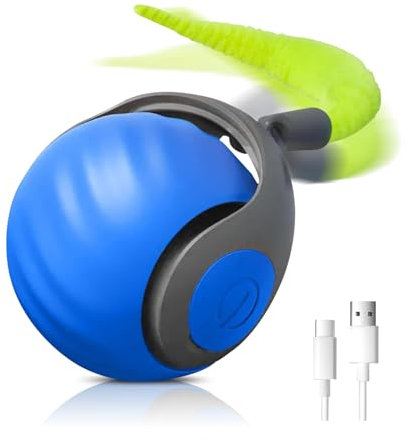 BTkviseQat Neuer Katzenspielzeug, Interaktives Katzenspielzeug Elektrisch Pet Ball Wiederaufladbar, Katzen Spielzeug mit Flauschigem Schwanz