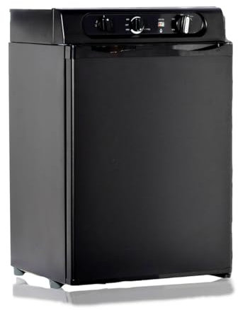 Techomey 60L 3 Way Camping Fridge, 12V/240V/LPG Gas Powered, Gas Fridge Camping, Silent Operation, Ideal for Campervan, Motorhome, Van, RV, Black