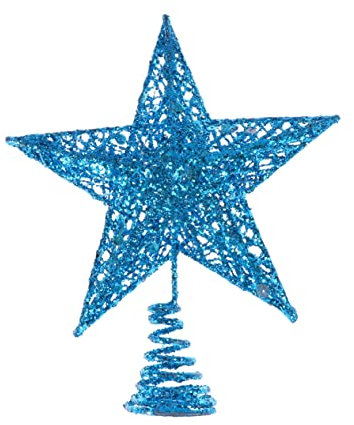 VICASKY Puntale Per Albero Di Natale Forma Di Stella Ferro Blu Glitter Decorazione Natalizia Elegante Per Atmosfera Festiva e Abbellimento Di Ambienti