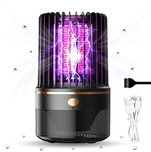 Insektenvernichter elektrisch,4200 V fliegenfalle elektrisch, Elektrische fliegenklatsche with Night Light,Anlocken von Schädlingen im Innen- und Außenbereich (schwarz) Mückenvernichterlamp