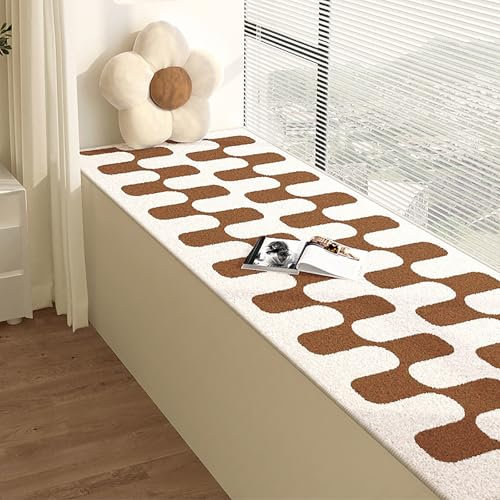 GNYVZXPLQ Bay Window Floor Mat Runner Rug, Bay Window Cushion Non Slip Area Rug Windowsill Pad Multicolor Multiple Sizes(Brown,23.7 x 47.3)
