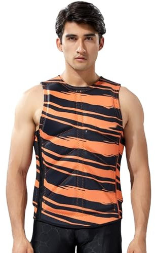 Giubbotto di Salvataggio per Adulti Unisex, Salvagente Sportivo d'Acqua, Dispositivo Giubbotto di Sicurezza Leggero, Adatta a Rafting e Paddleboarding(Orange,XXL)