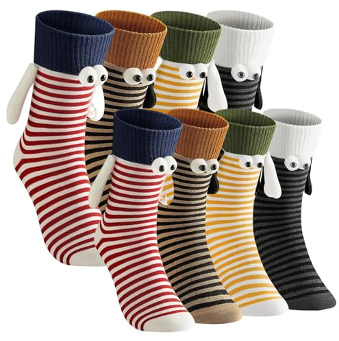 4 Stück Socken Mit Magnetischen Händen, Lustige Paarsocken Mit Magnetischer Verbindung, Witzige Socken Händchen Halten, Freundschaftssocken, Romantische Geschenkidee Für Paare Und Freunde, 4 Farben