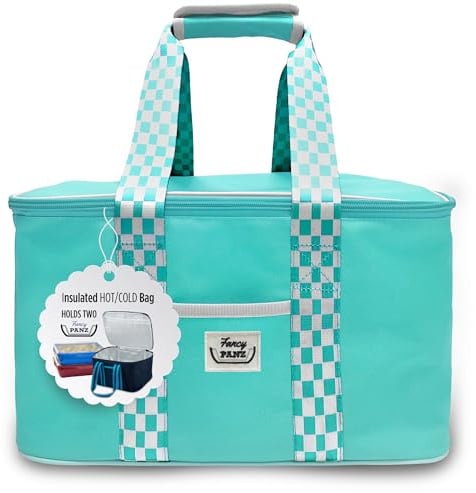 Fancy Panz - Aqua Insulated Casserole Carrier Bag - Insulated Thermal Bags for Hot & Cold Food Holds 2 Standard Size Fancy Panz - 2 Pockets - Food Container - Hosting Essentials