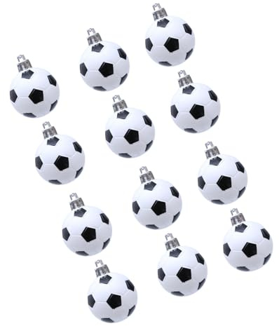 BLNGET 12 Stück Bruchsichere Weihnachtskugeln Dekorationen 4 cm Fußball Form Behänge Ornament Für Baumdekoration Sport Themendekorationen