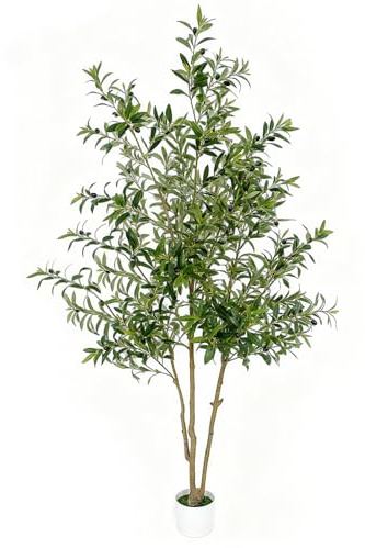 Artificial Olive Tree 6ft/180CM Large Artificial Plants Indoor, Tall Fake Plant with Realistic Leaves & Wood Trunk – Faux Plants for Indoors, Artificial Indoor Plant for Home, Office & Modern Decor