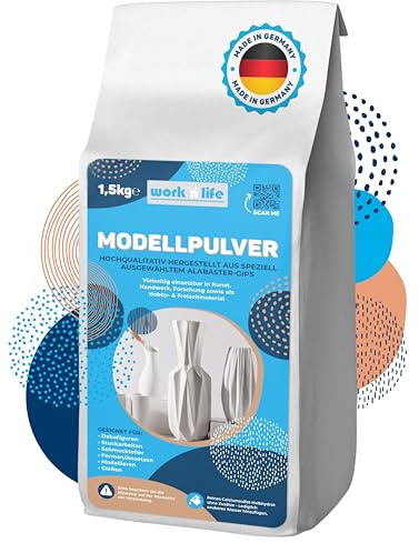 Work'n'life Modellgips 1,5kg aus Alabastergips für Aufbau & Modellieren | Ideal für detailreiche Formen, Skulpturen und Modellbau mit glatter Oberfläche.