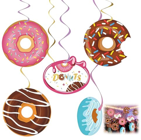 Quesuc 5 Stück Karneval Dekoration Donut Spirale Dekoration Geburtstagsparty Raumdeko Bänder Party Deko Tischdeko Banner Girlande Türdekoratio