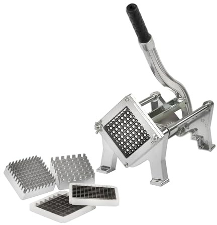 GASFRIT Coupe-pommes de terre et légumes manuel professionnel pour hôtellerie, montage sur table ou mur, coupe-pommes de terre avec 4 lames interchangeables, fonte d'aluminium - Usage intensif