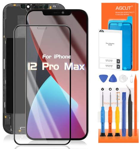 AGCUT Screen Replacement for iPhone 12 Pro Max LCD Display for iPhone 12 Pro Max A2411 A2342 A2410 A2412 6,7 Inch LCD Screen 3D Touch Digitizer Touchscreen Assembly with Repair Tools, Black Incell