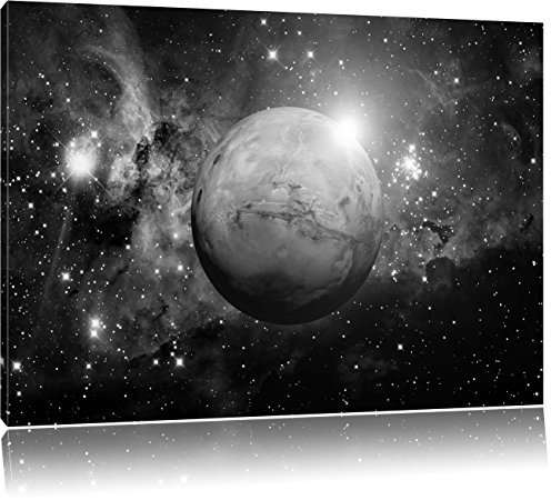 Pixxprint Planet Mars im Universum, Größe: 80x60cm, Leinwandbild, fertig gespannt, Wandbild, Dekoration, Kunstdruck, kein Poster