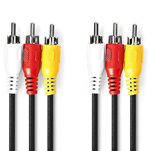 CABLEPELADO Cable de 3 Macho - Cable de 1 Conector de Video Compuesto y 2 de Audio estéreo - Cable Premium de Audio y Vídeo - 10 Metros
