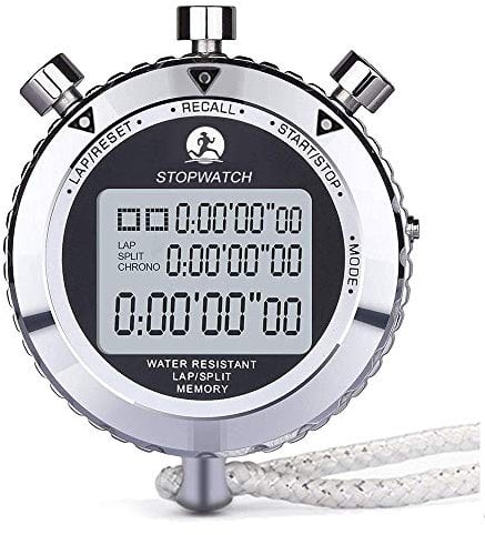 Digitale Stoppuhr,Laopao Handheld Großes LCD-Display Wasserdicht täglich Alarm 1/100 Sekunden Precision Timer Für Fussball Sports Training (PS6100-UK)