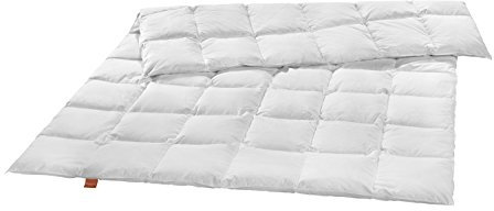 sleepling 194636 medium Ganzjahresdecke Daunendecke Bettdecke, Neue weißen Daunen (90%) und Federn (10%), Made in EU, Ökotex, Downpass, 220 x 240 cm, weiß