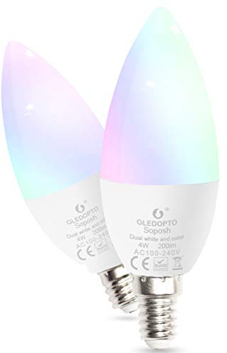 ZigBee Candle Bulb 4w Led Small Edison Screw Candle Bulb Smart Candle Light Bulb Dimmable RGB CCT Colour LED Bulbs Compatible with Amazon Echo Plus Echo Show Alexa SmartThings Lightify etc,Pack of 2