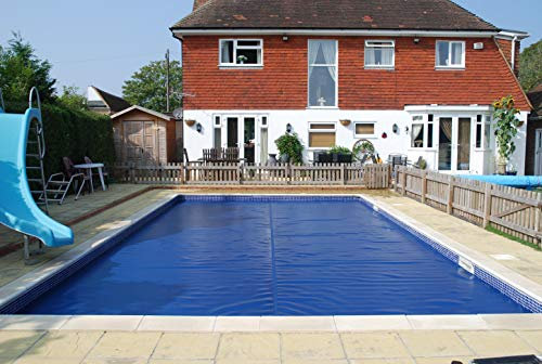 INTERNATIONAL COVER POOL Pack Cubierta Térmica 600 micras Eco para Piscina de 5 x 3 Metros con Refuerzo en los Anchos + Enrollador telescópico con Tubo de 80mm