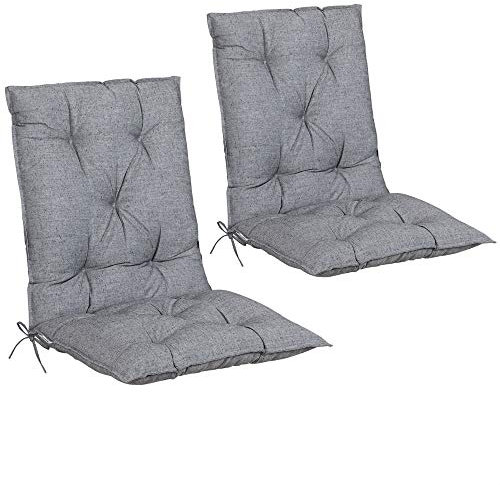 DETEX® Stuhlauflage 2er Set116x57x7cm Viskoeffekt Outdoor Stuhlkissen Polster Auflage Niedriglehner Sitzauflage Grau Meliert