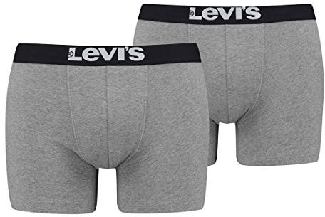 2er Pack Herren Levis Solid Basic Boxer Brief Boxershorts Unterwäsche Pants, Farbe:758 - Middle Grey mélange, Bekleidungsgröße:L