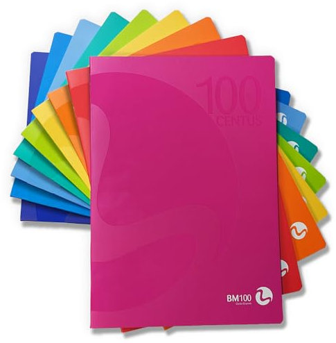 BM BeMore Centus 0101037 Heft A4, Lineatur 4F, kariert 4 mm mit Rand, Papier 100 g/m², farblich sortiert, Packung mit 12 Stück