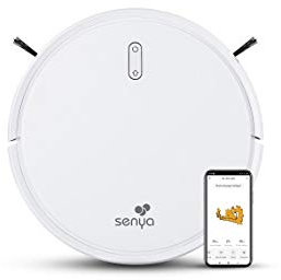 Senya Staubsauger-Roboter My Little Robot SYCN-VC009W, WLAN-Verbindung und programmierbar per App/Fernbedienung, 2000 Pa, 120 min für Teppiche und Hartböden, leise <60 db, ideal für Haare, weiß