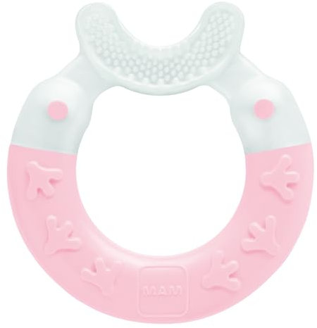 MAM Beißring, ab 3 Monaten, sofortige Linderung beim Zahnen, reinigt die ersten Zähne, leicht und einfach zu greifen, leicht zu reinigen, Rosa, 1 Stück