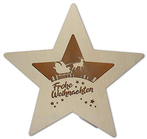 Holz Stern für die ganze Familie Frohe Weihnachten Nachtlicht Lampe Ideal für die Wohnwand